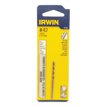 Irwin Irwin No 42 X 2-1/4 in. L High Speed Steel Wire Gauge Bit Straight Shank 1 pc 81142